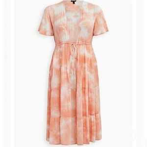Torrid‎ NWT Plus 0 0X 12 Peach Tie Dye Duster Cover Up Kimono Top NEW